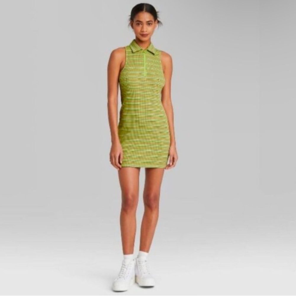 Wild Fable sleeveless mini dress size zip front polo style